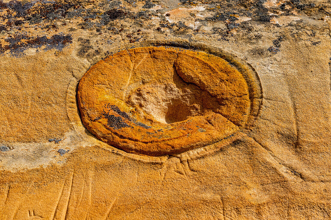 Indian rock carving, Writing-on-Stone Provincial Park, UNESCO World Heritage Site, Alberta, Canada, North America