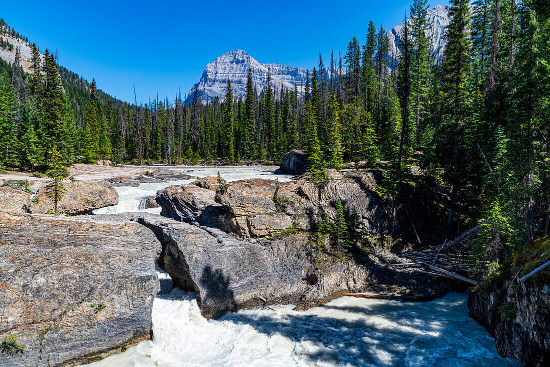 Natural Bridge Lower Falls, Yoho-Nationalpark, UNESCO-Weltnaturerbe, British Columbia, Kanada, Nordamerika