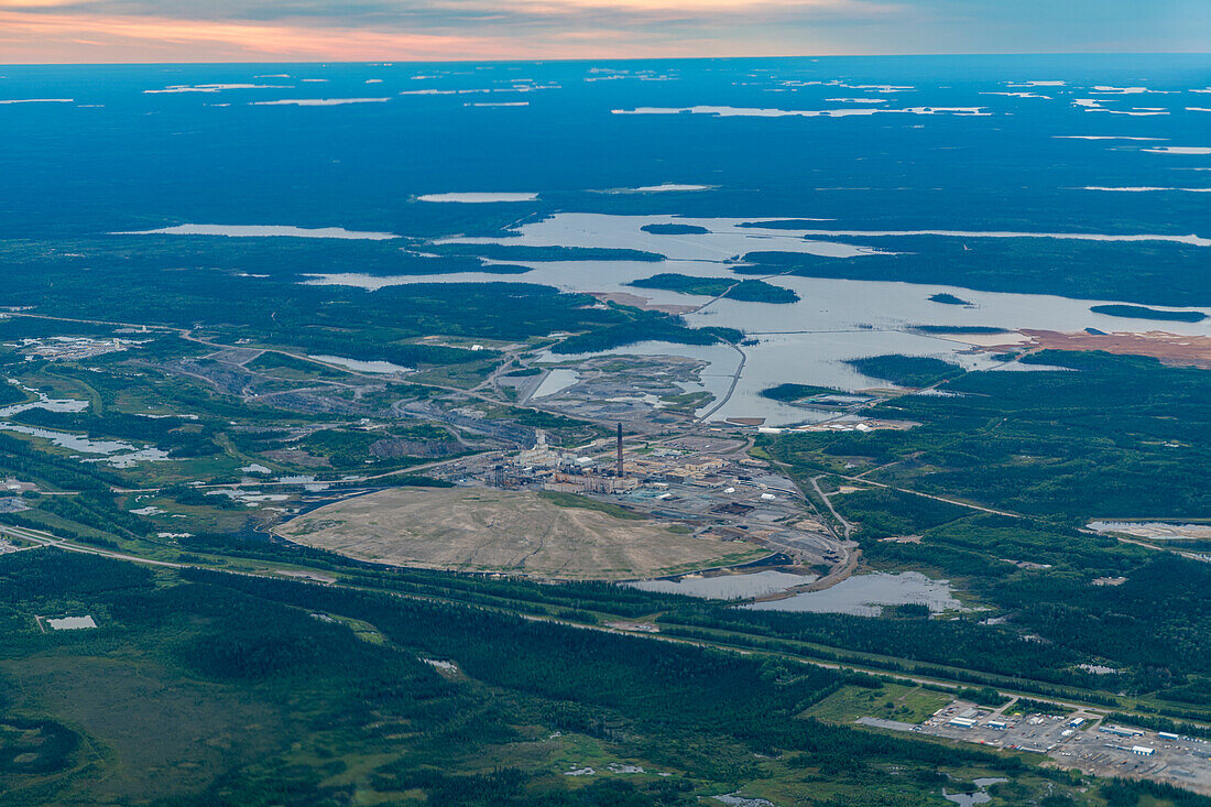 Aerial of Thompson, Manitoba, Canada, North America