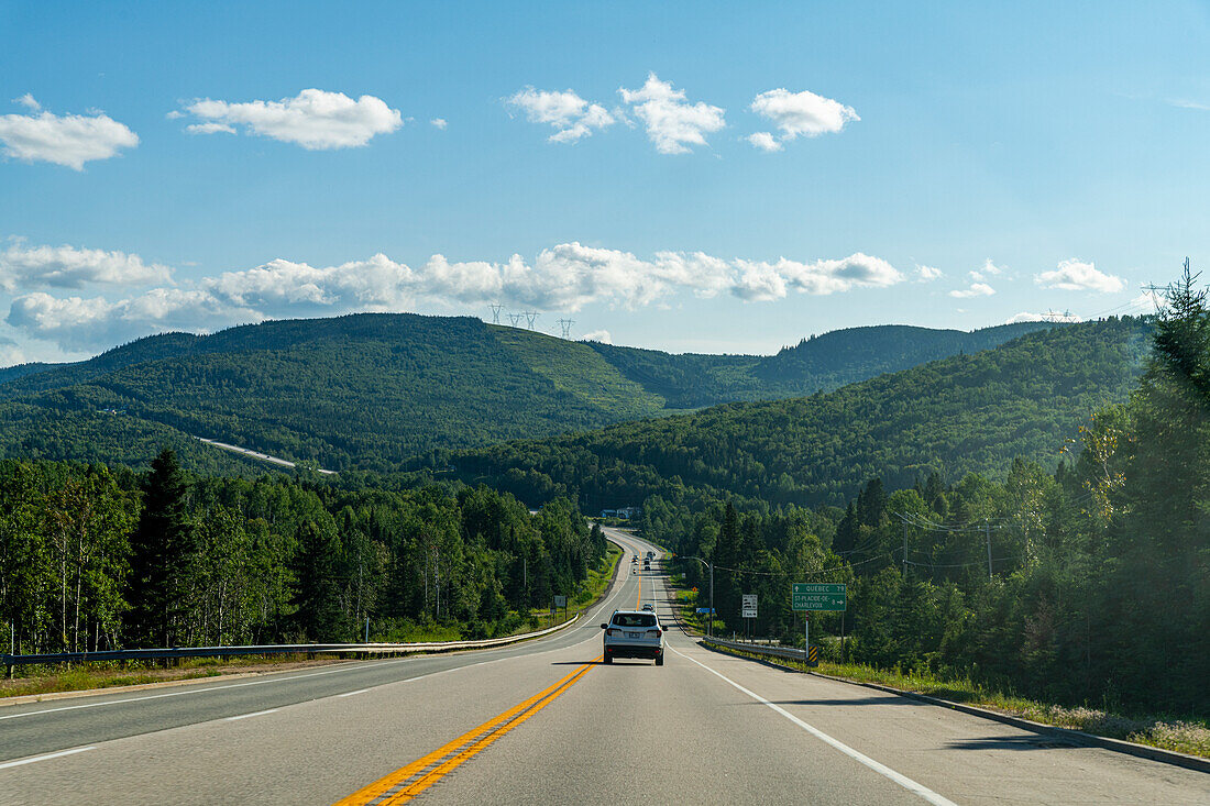 Road along the Saint Lawrence River, Quebec, Canada, North America