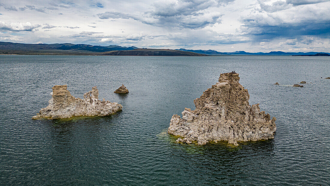 Outcrops in the saline soda lake, Mono Lake, California, United States of America, North America