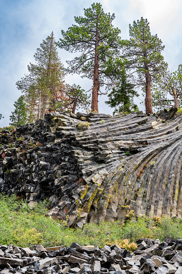 Rock formation of columnar basalt, Devils Postpile National Monument, Mammoth Mountain, California, United States of America, North America