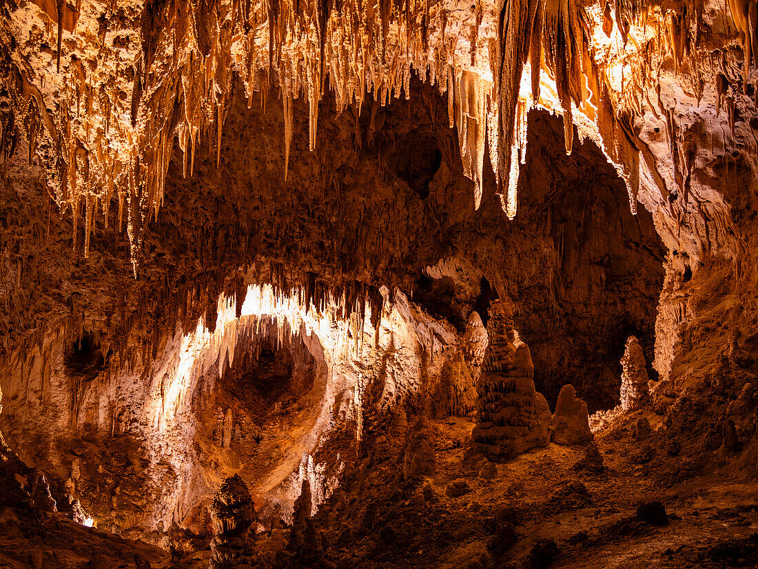 Inside the Big Room at Carlsbad Caverns National Park, UNESCO World Heritage Site, located in the Guadalupe Mountains, New Mexico, United States of America, North America