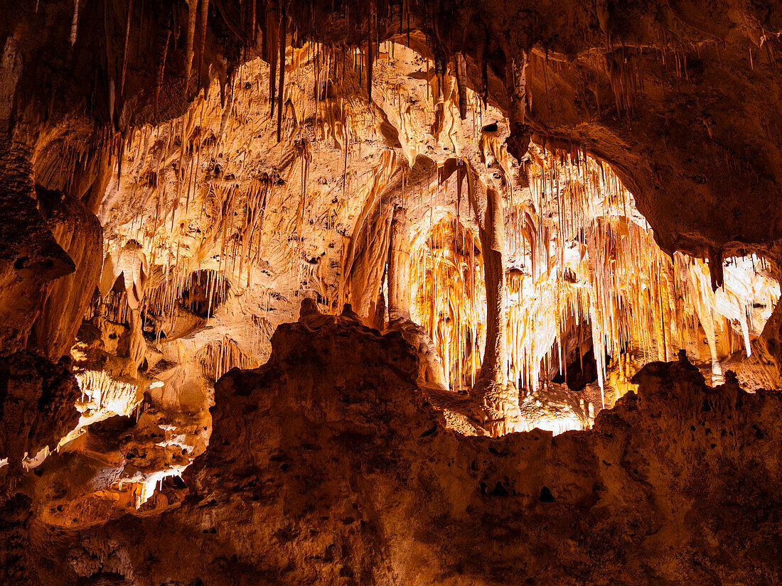 Inside the Big Room at Carlsbad Caverns National Park, UNESCO World Heritage Site, located in the Guadalupe Mountains, New Mexico, United States of America, North America