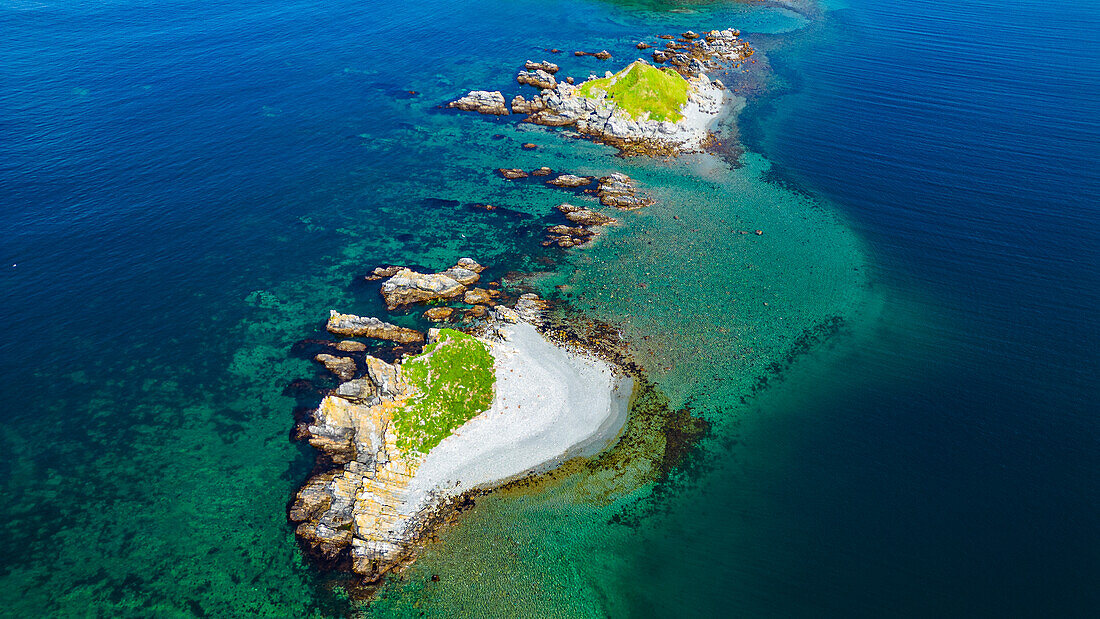 Aerial of the island near Ferryland, Avalon Peninsula, Newfoundland, Canada, North America