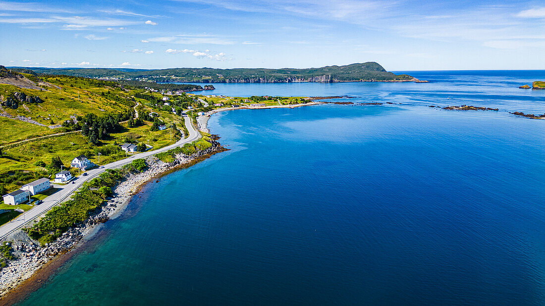 Luftaufnahme der Insel bei Ferryland, Avalon Peninsula, Neufundland, Kanada, Nordamerika