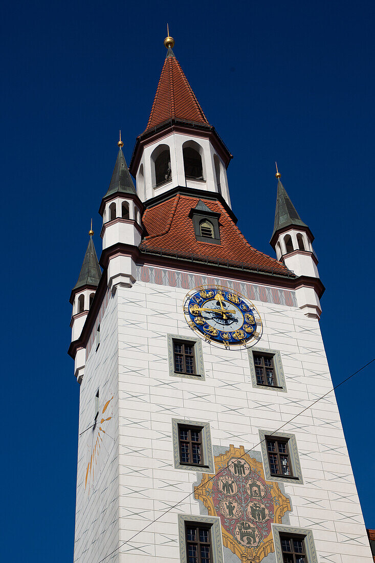 Uhrenturm, Altes Rathaus, Altstadt, München, Bayern, Deutschland, Europa