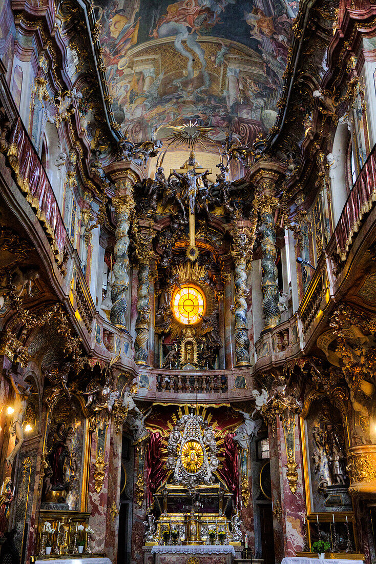 Innenraum, geschaffen von den Gebrüdern Asam, Asamkirche, 1733, München, Bayern, Deutschland, Europa