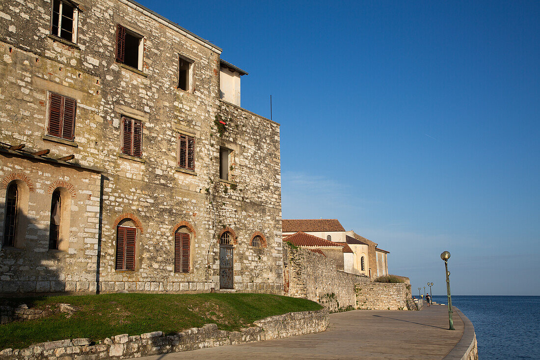 Walkway around the Perimeter of Old Town, Porec, Croatia, Europe