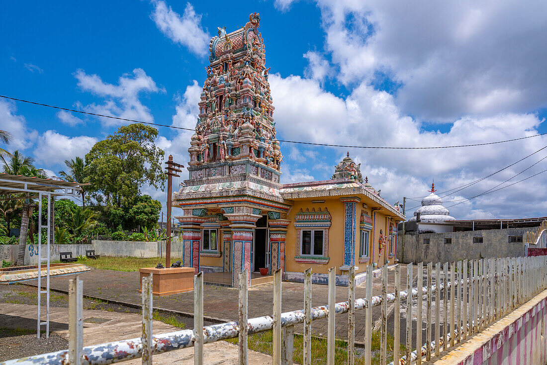 View of Indian Temple on sunny day near Esperance Trebuchet, Mauritius, Indian Ocean, Africa