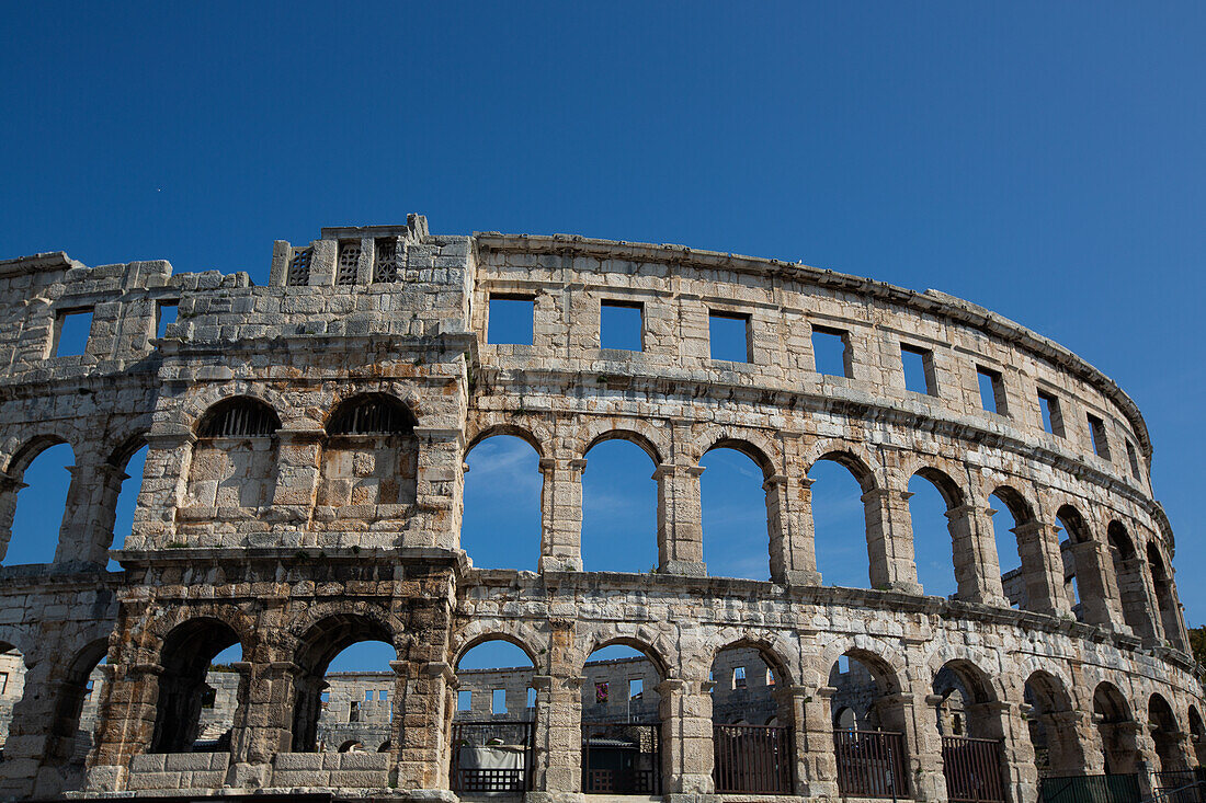 Pula Arena, Römisches Amphitheater, erbaut zwischen 27 v. Chr. und 68 n. Chr., Pula, Kroatien, Europa