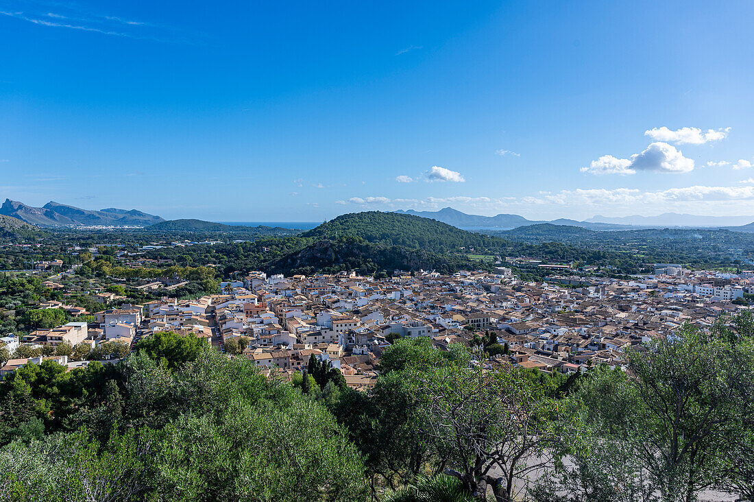 View over Pollenca, Mallorca, Balearic islands, Spain, Mediterranean, Europe