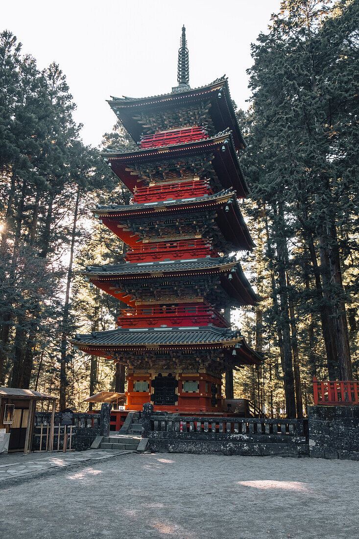 Five Storied Toshogu Pagoda in the Toshugu Shrine in Nikko, UNESCO World Heritage Site, Nikko, Tochigi, Honshu, Japan, Asia