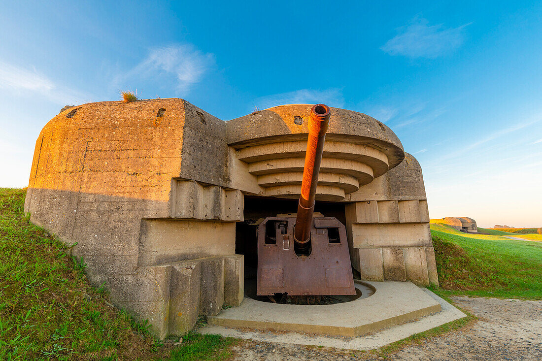 The German Artillery Battery at Longues-sur-Mer, Longues-sur-Mer, Normandy, France, Europe