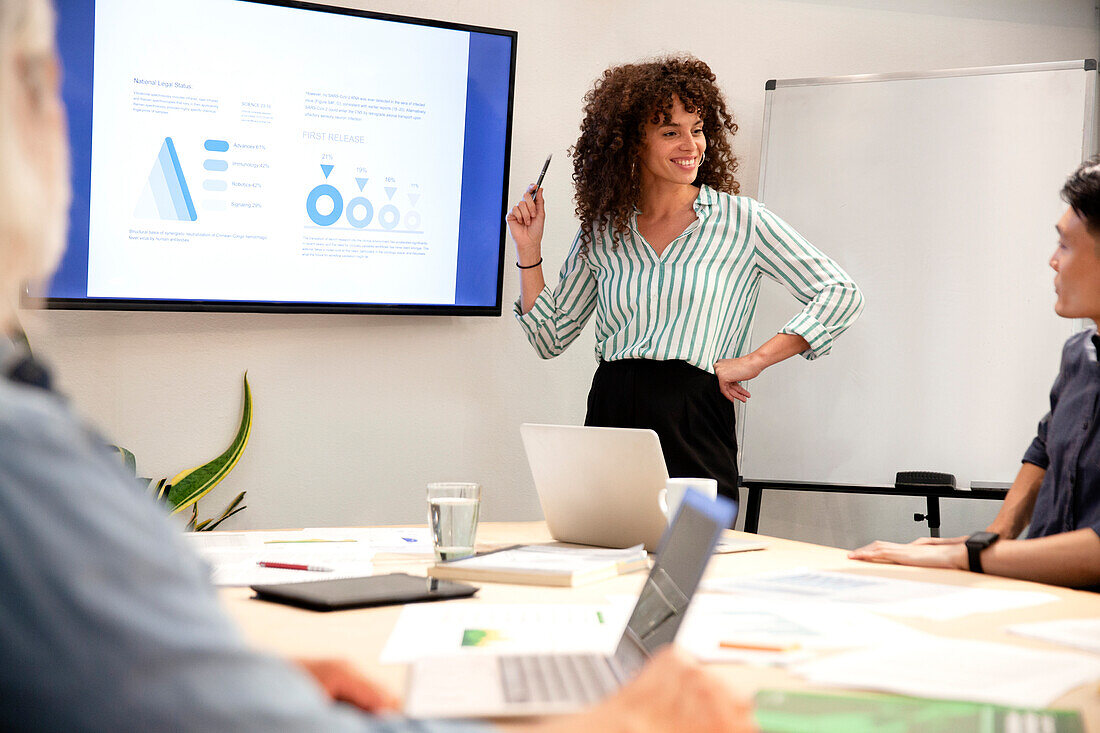 Businesswoman presenting a project to colleagues