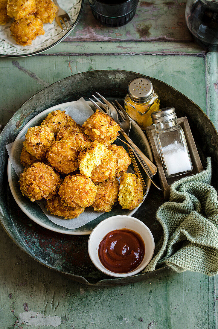 Fried chicken meatballs with turmeric