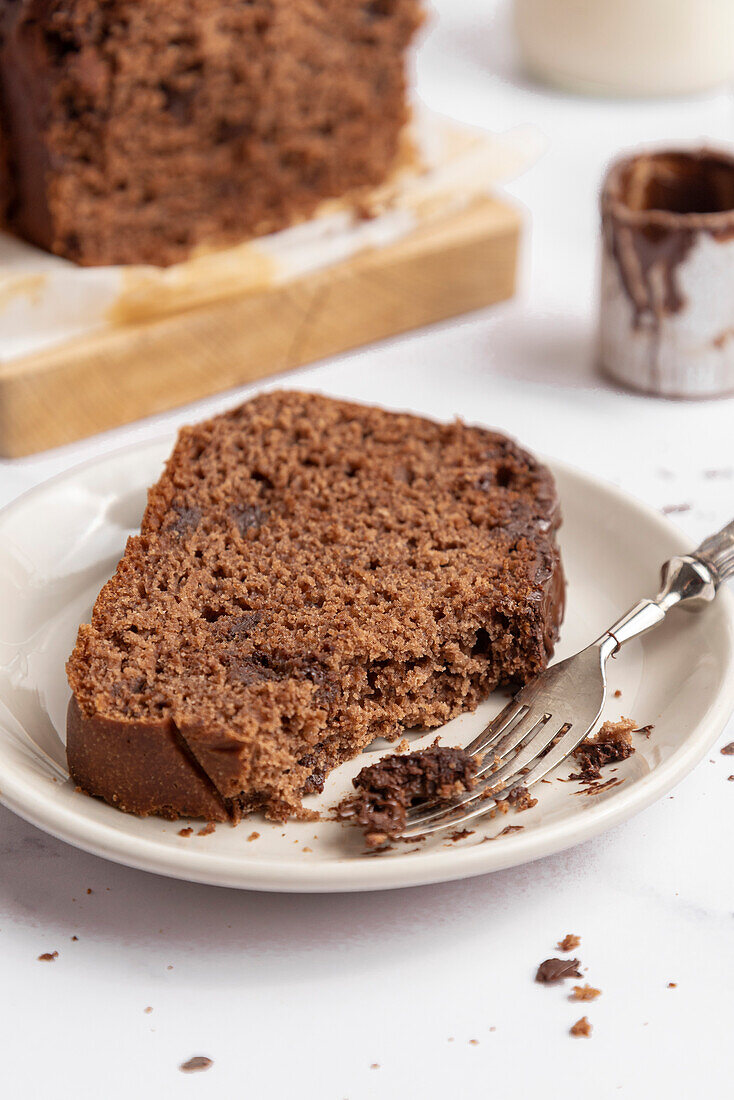 Slice of vegan chocolate bread