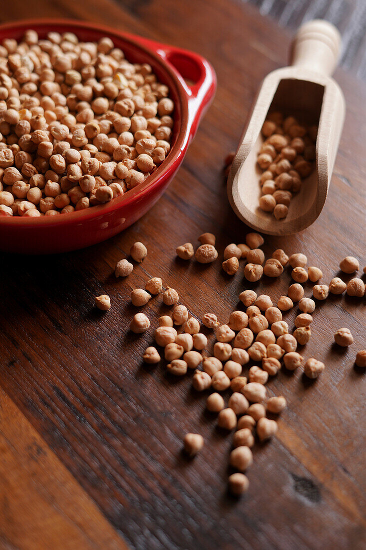 Dried high fiber, protein rich legume, garbanzo beans commonly known as chickpeas.