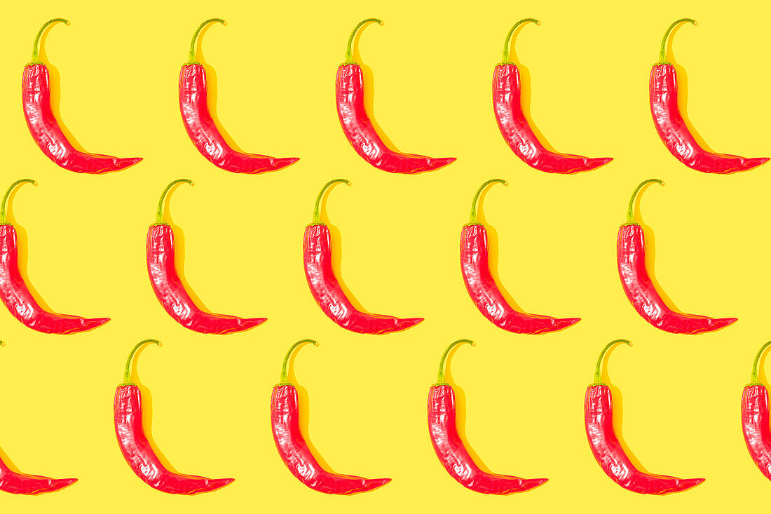 Chilli pepper pattern on a yellow background
