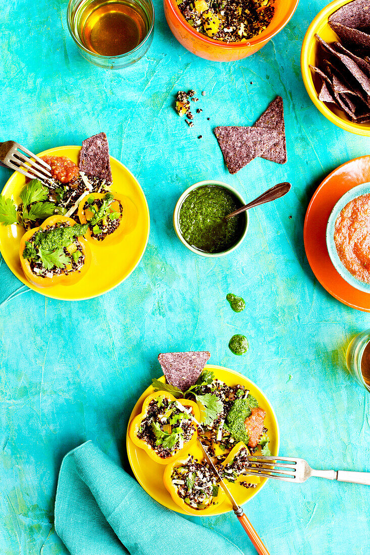 Stuffed mini peppers with black quinoa