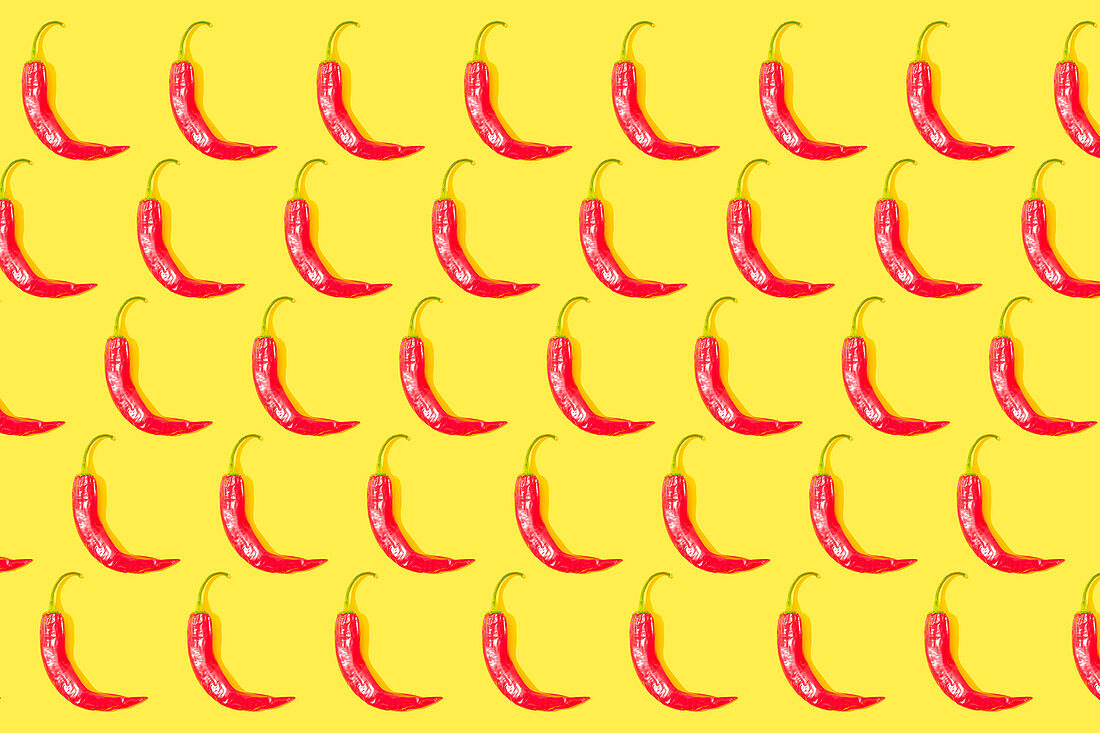 Chilli pepper pattern on a yellow background