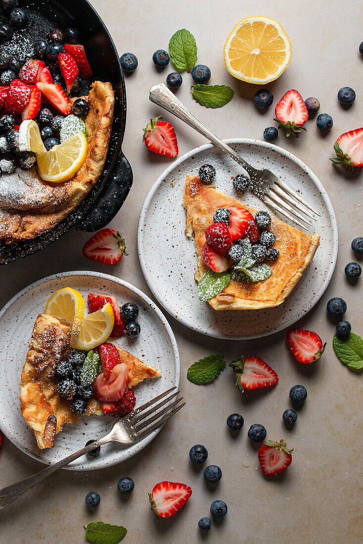 Dutch baby pancake with berries