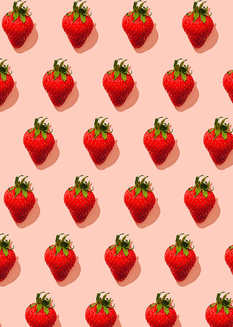 Strawberry pattern on a pink background