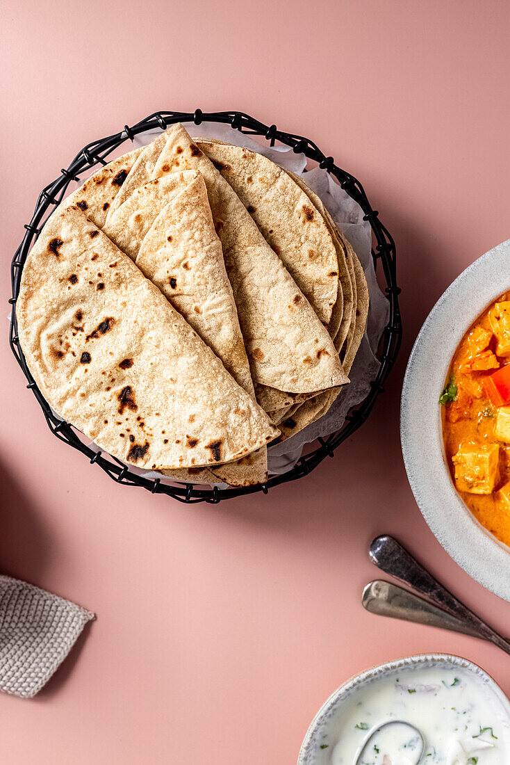 Pile of Indian roti (chapati)