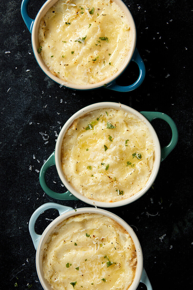 Mini shepherd's pies in moulds