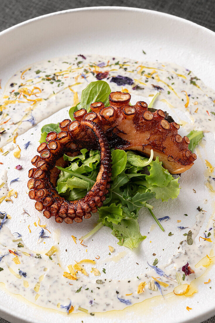Roasted octopus with salad