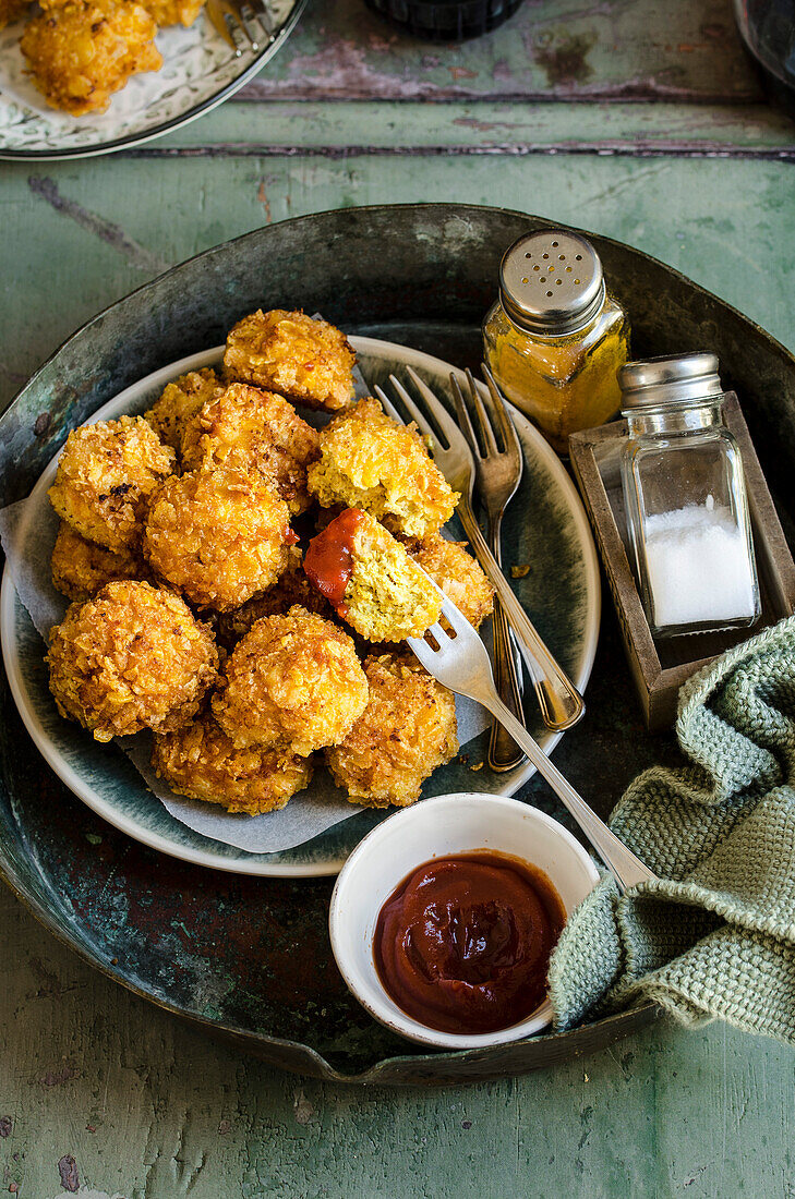 Fried chicken meatballs with turmeric