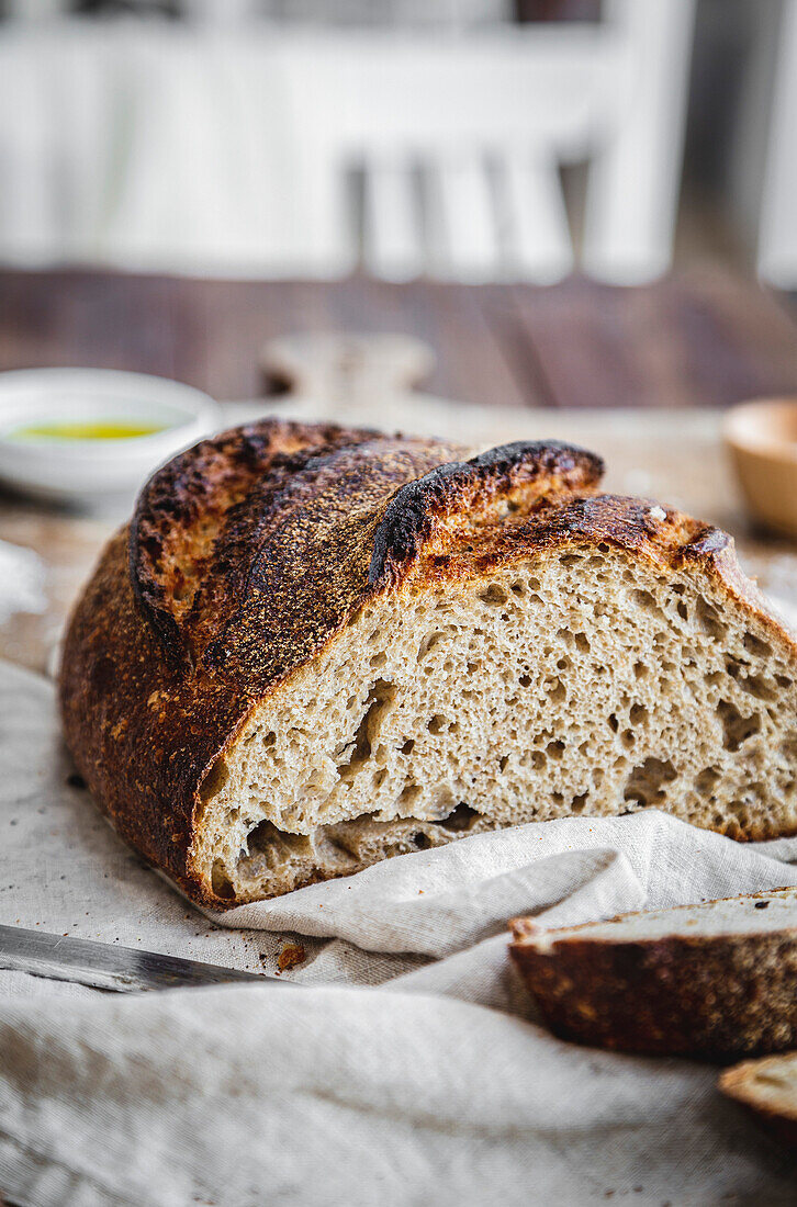 A loaf of sourdough bread