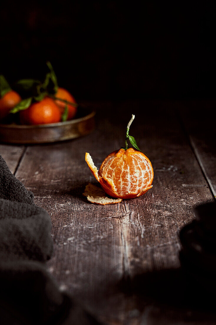 Clementines on a wooden table