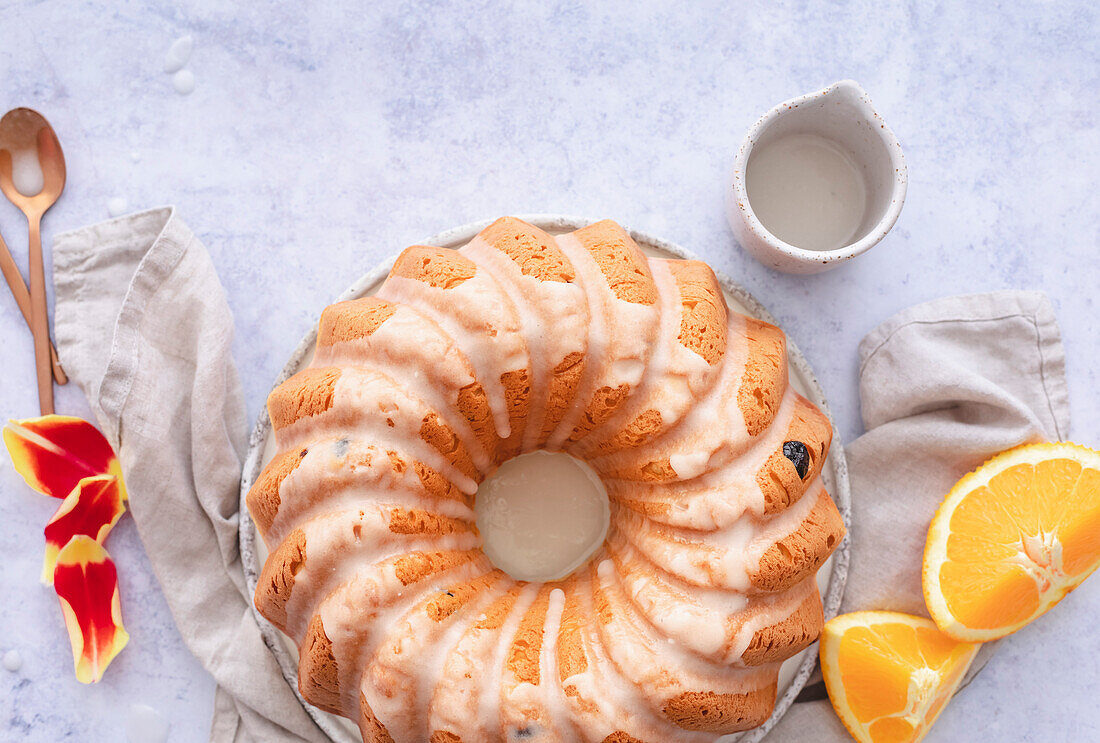 A circular citrus bundt cake