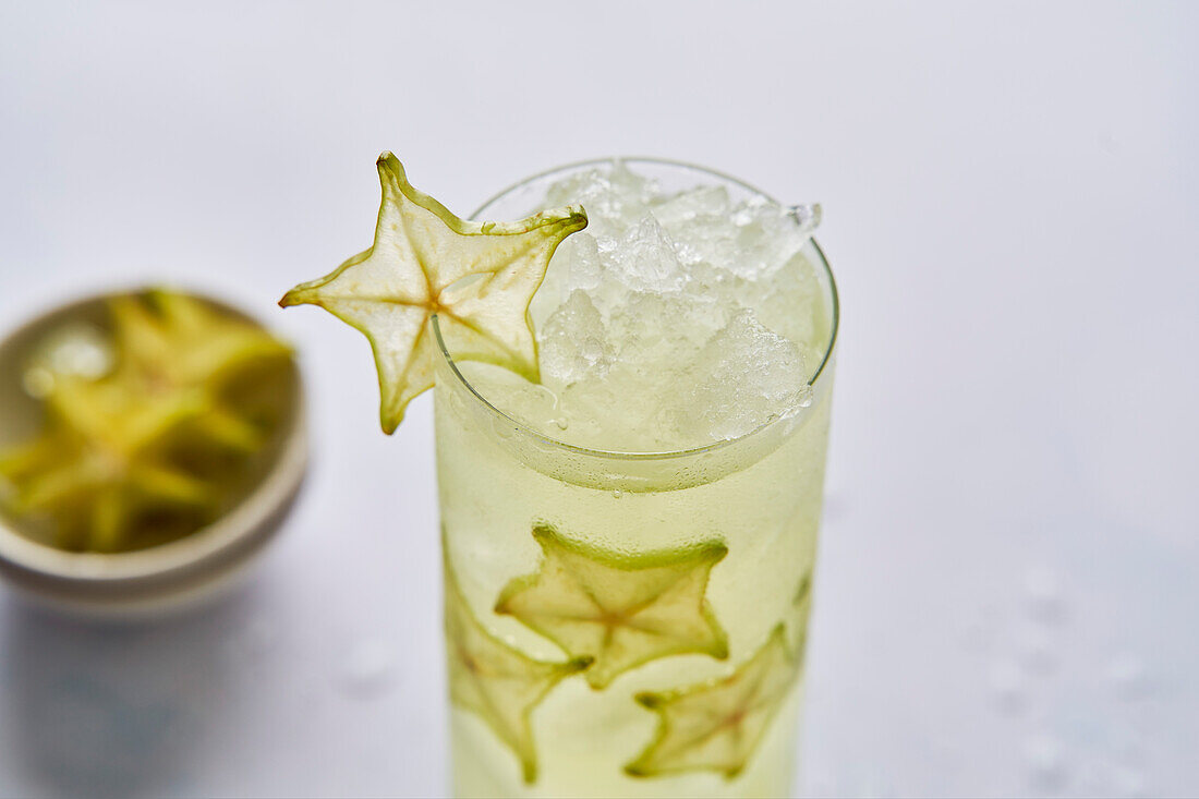 Star fruit cocktail drink with ice cream