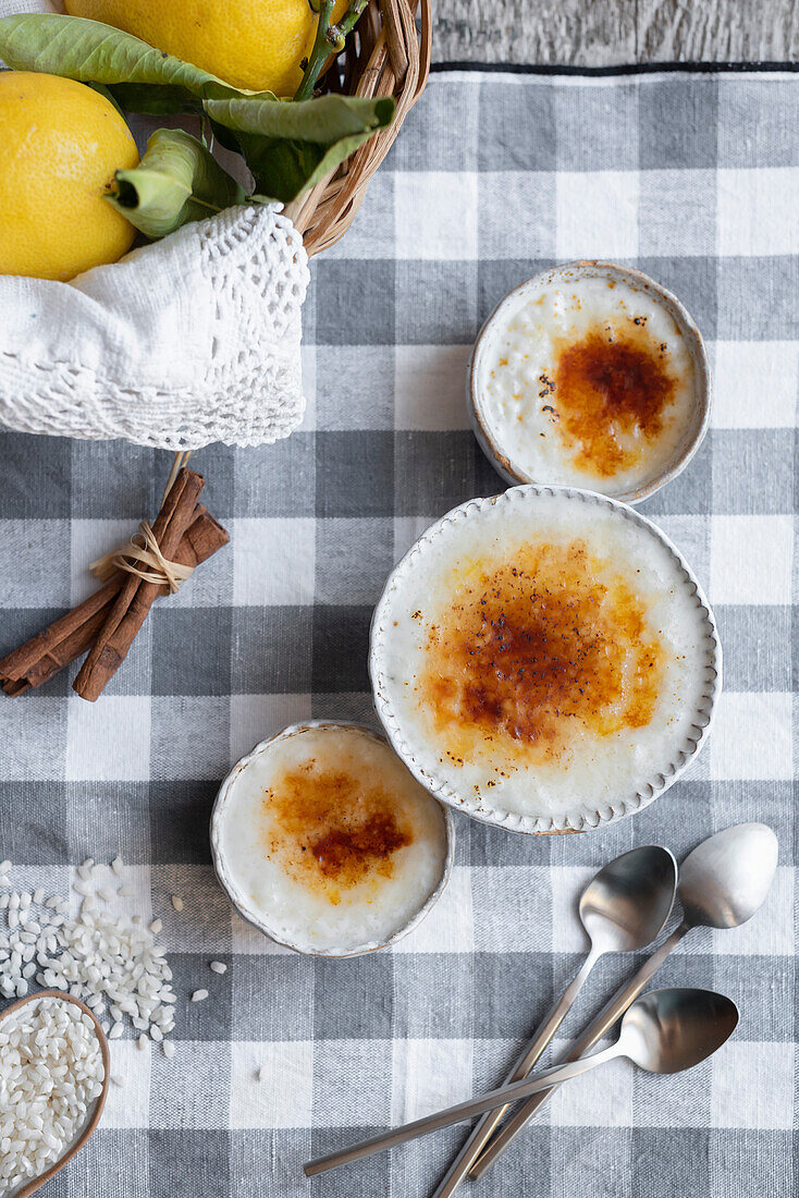 Traditional creamy Spanish rice pudding in a bowl