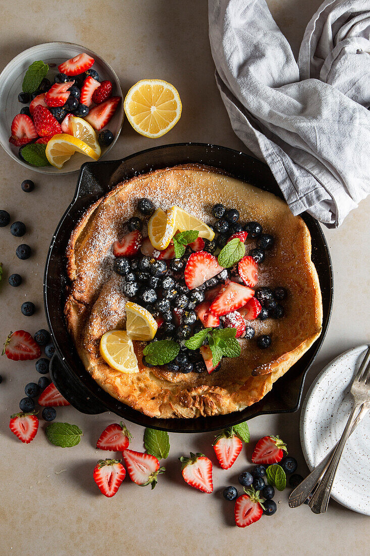 Dutch baby pancake with berries