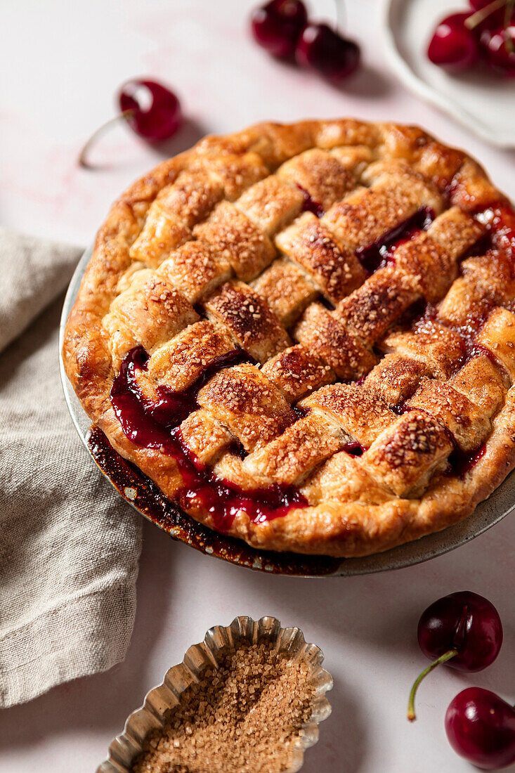 Cherry tart with a lattice crust