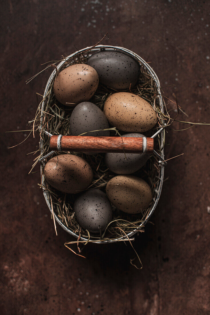 Eggs on a brown background