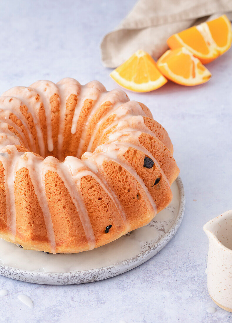 Ein kreisförmiger Citrus Bundt Cake