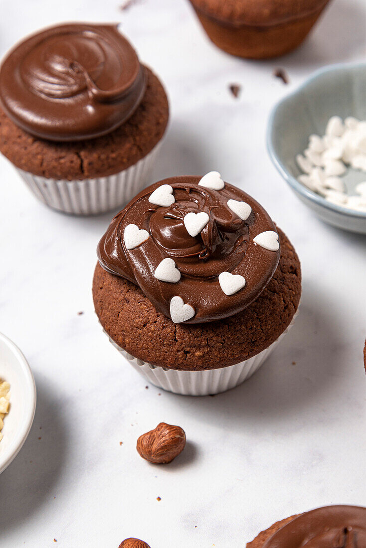 Vegan gluten-free chocolate hazelnut cupcakes