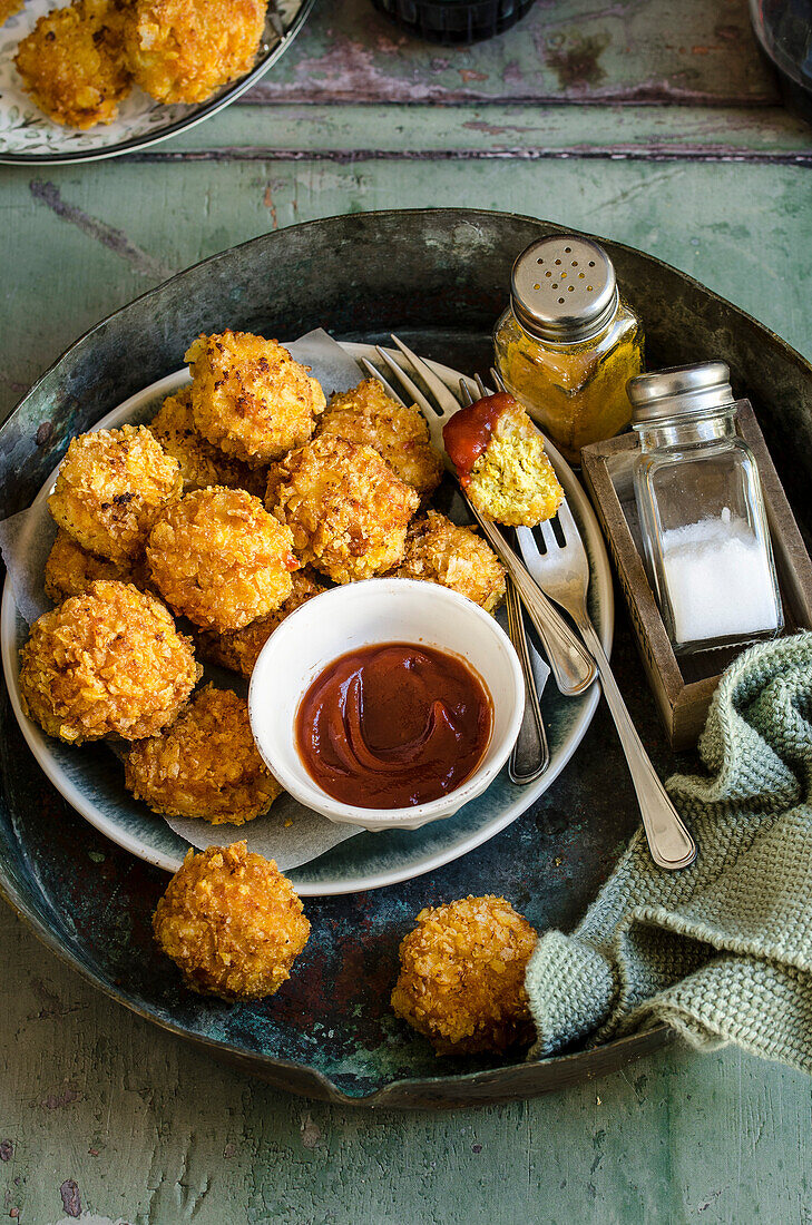 Fried chicken meatballs with turmeric