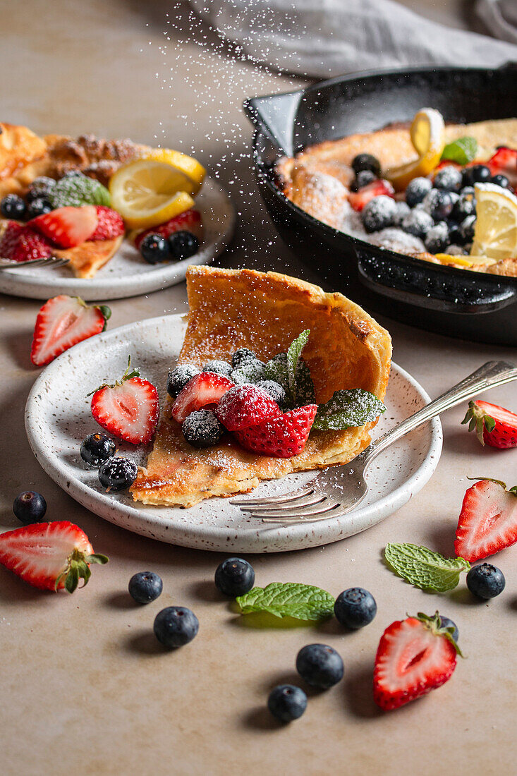 Dutch baby pancake with berries