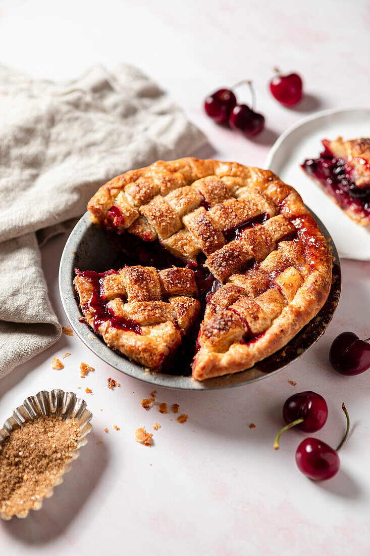 Cherry tart with a lattice crust