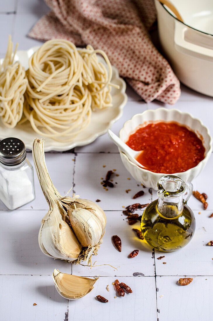 Pici all'aglione Tuscan pasta with garlic sauce