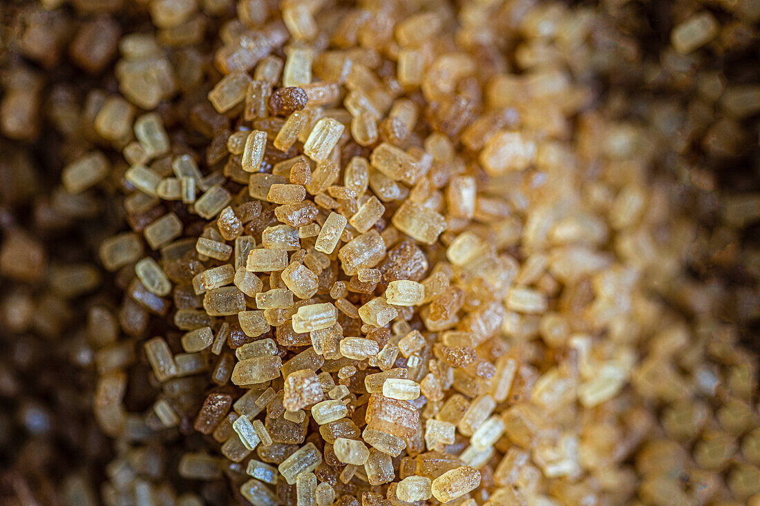Organic brown textured sugar crystals