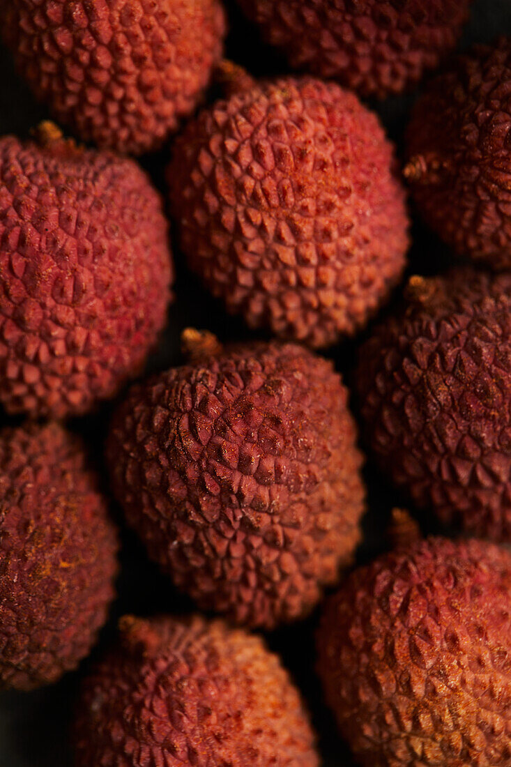 Top view close up von köstlichen frischen und reifen Litschi Früchte