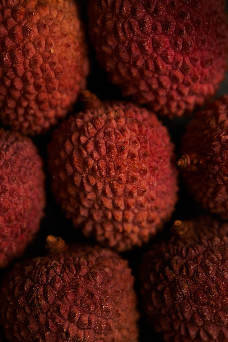 Top view close up von köstlichen frischen und reifen Litschi Früchte