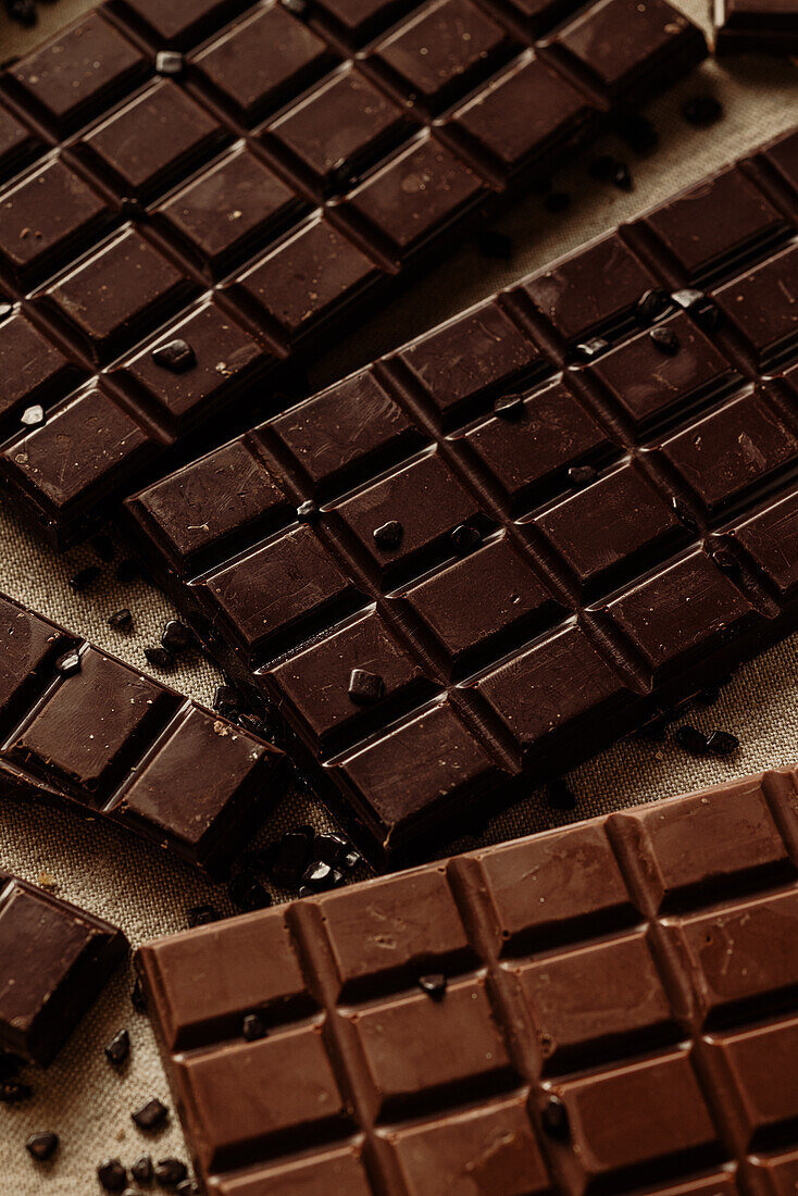 Closeup shot of homemade chocolate bars