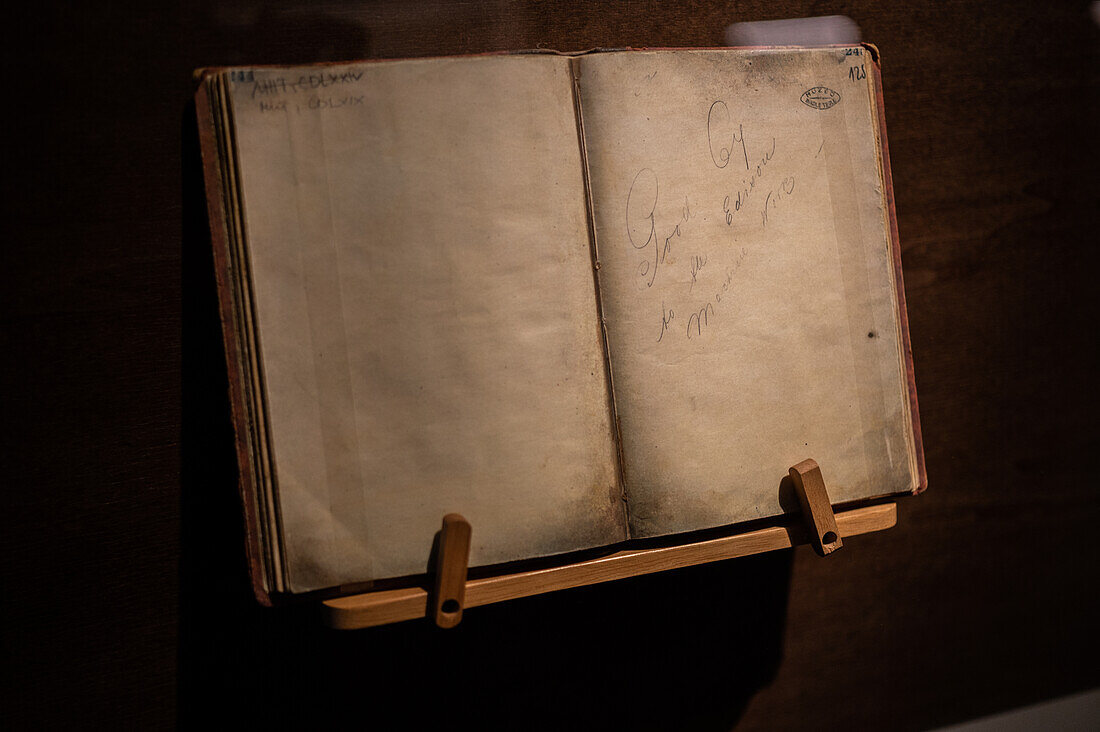 Facsimile of Nikola Tesla diary at exhibition